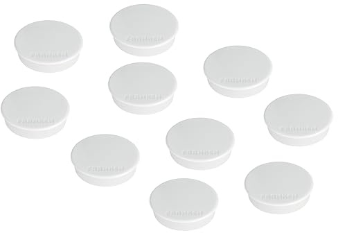 FRANKEN Magnete Stark Rund, 10 Stück, Hochwertige Haftmagnete für Büro, Haushalt, Werkstatt mit hoher Haftkraft, ideal für Whiteboards, Kühlschrank, Plantafeln oder Schaukästen, 38 mm, Weiß, HMS36 09