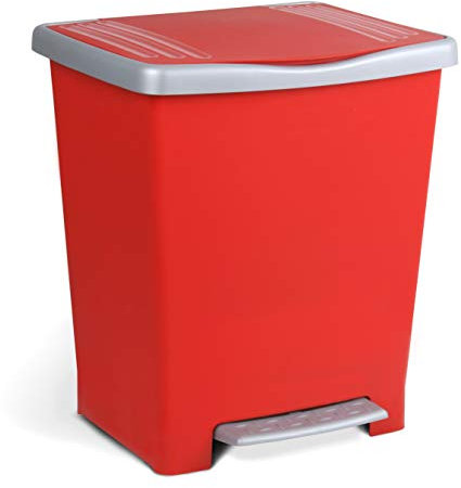Tatay Cubo de Basura Cocina con Pedal Millenium 21L | Acabado Mate | Interior y Exterior | Para Bolsas de 20L a 30L | Plástico Resistente Libre de BPA | 33,5x30x39 cm, Rojo