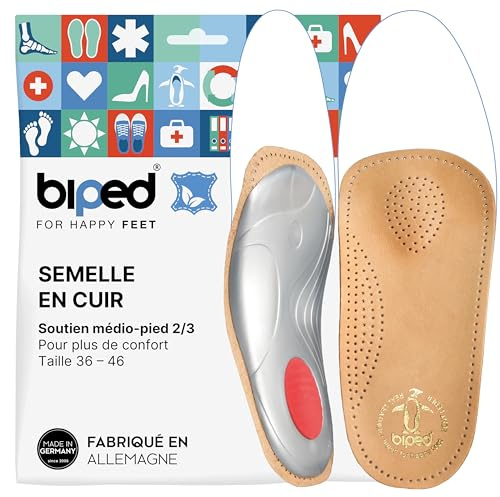 biped Premium Mini Fußbett aus pflanzlich gegerbtem Leder - mit Pelotte - Mittelfußstütze - Fersenpolster z2225(38)
