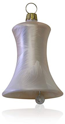 Lauschaer Glas Christbaumschmuck Glocken klein Eislack Champagner 3 Stück d 5cm Christbaumschmuck Weihnachtsbaumschmuck mundgeblasen