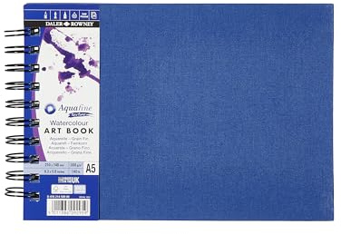 Daler-Rowney Aquafine Strukturiertes kaltgepresstes Aquarell- und Gouache-Kunstbuch, 300 g/m², A5, Naturweiß, 20 Blatt, für professionelle & Anfänger, Künstler & Studenten, säurefrei | Strukturiertes kaltgepresstes Aquarell- & Gouachepapier, naturweiß, Spiralblock, für professionelle Künstler, säurefrei
