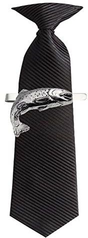 Krawattenklammer Krawattennadel Forellen (Fisch) mit Schachtel, Geschenk