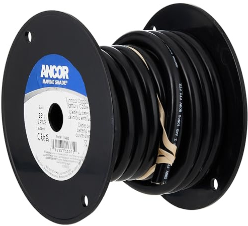 Ancor Marine Grade Primary Wire and Battery Cable (Black, 100 Feet, 2 AWG)