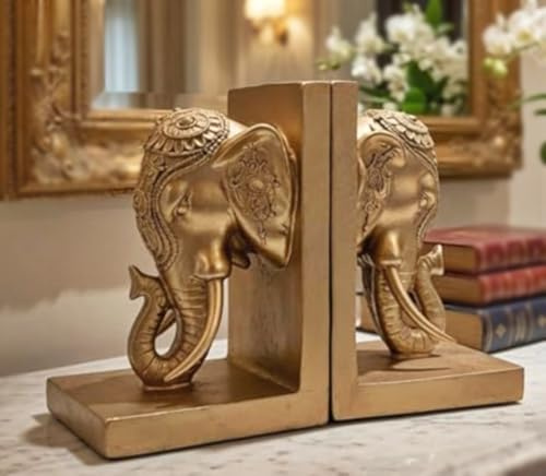 Bellaa 21817 Buchstützen Elefant Kopf Bücherregal Dekor 17,8 cm