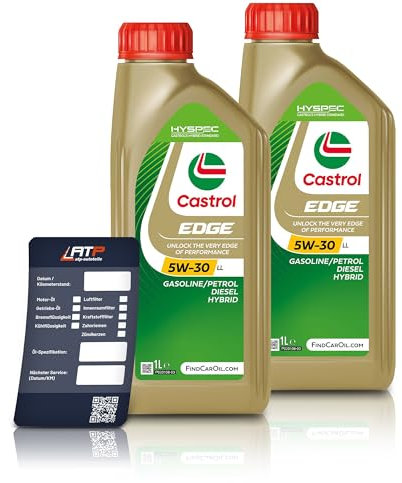 2x 1 L Liter Castrol Edge Fluid Titanium 5W-30 LL Motoröl inkl. Castrol Ölwechselanhänger