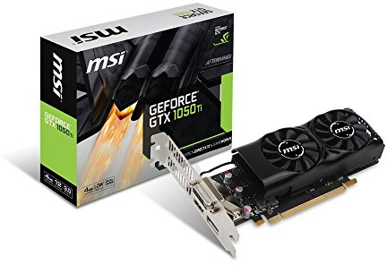 MSI, GeForce GTX 1050 Ti 4GT LP, Tarjeta gráfica, refrigeración DUAL FAN, 4 GB memoria GDDR5, Negro