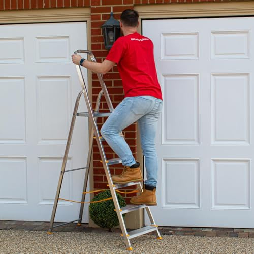 BPS® Aluminium Step Ladder | Folding Ladder | Ladders | Trade & DIY | Non-Slip Feet | Hand Rail | 6 Step