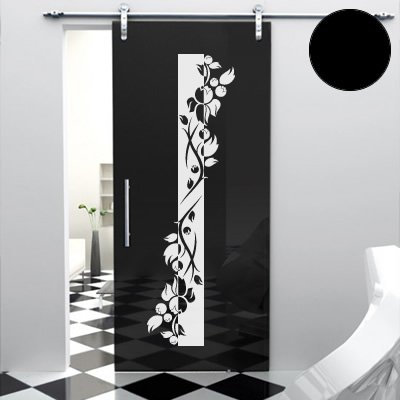 A443 Tür-/Wandtattoo Blumen Banner 160cm x 48cm schwarz (erh. in 40 Farben und 7 Größen)
