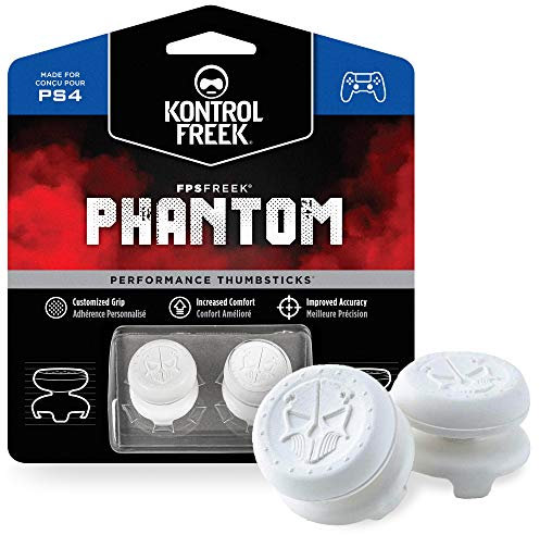 KontrolFreek FPS Freek Phantom para PlayStation 4 (PS4) y PlayStation 5 (PS5) | Performance Thumbsticks | 2 Alturas elevadas, cóncavo | Blanco.