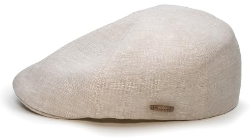 Sterkowski Rusty Duckbill Mütze | 100% Naturleinen Schiebermütze für Herren und Damen | Leichte Sommer Cabrio Flatcap Newsboy Gatsby Golf Cabrio Kappe Vintage Leichte Sonnen Schirm Beige 55