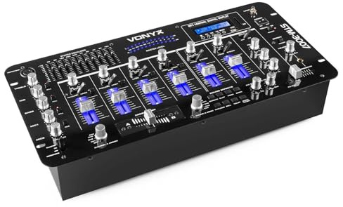 Vonyx STM-3007 Mischpult, 6 Kanal Audio Mixer 19 inch Anfänger DJ Mischpult, Dj Mischer, USB Mischpult SD/USB / MP3 / Mischpult Bluetooth für DJ, Musiker, Gastronomie, Kneipen, Bars, Club | Integrierter Verstärker, Echo-Steuerung, Mikrofoneingänge, für mobile Installationen