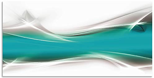 ARTland Wanddeko Wandbild Alu Verbundplatte für Innen & Outdoor Bild100x50 cm Abstrakte Motive Gegenstandslos Digitale Kunst Türkis Kreatives Element Petrol T9FA