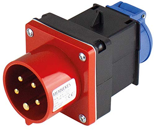 as - Schwabe MIXO Starkstromverteiler – Starkstrom Adapter – 60495 – IP44 | 1 x Schutzkontaktsteckdose - Stromstation Baustelle - Außenbereich – Made Germany - CEE-Stecker 400V/16A/5-polig, ca. 11 kW