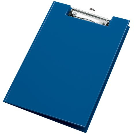 VELOFLEX - Clipboard DIN A4 mit Klarsichttasche und Hängeöse | PVC-kaschiert, Spezialklammer mit 10 mm Klemmweite, rückseitige Klarsichttasche, Farbe zufällig