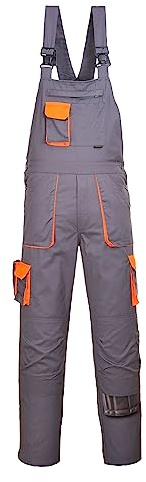Portwest TX12 Herren Texo Kontrast Latzhose Arbeitslatzhose Grau Groß Lang, M