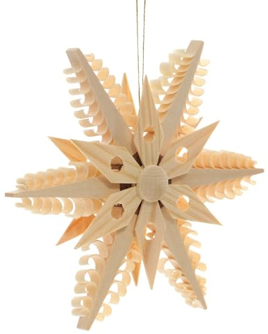 Rudolphs Schatzkiste Baumbehang Spanstern mit Kieferstern (Beidseitig) BxHxT=11x11x1,5cm NEU Weihnachten Baumschmuck Holzschmuck Holz Seiffen Erzgebirge Strauchbehang Dekoration