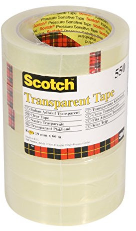 Scotch Ruban Adhésif Transparent, 8 Rouleaux, 19 mm x 66 m - Ruban Adhésif Transparent à Usage Général pour l'Ecole, la Maison et le Bureau (l'emballage peut varier)