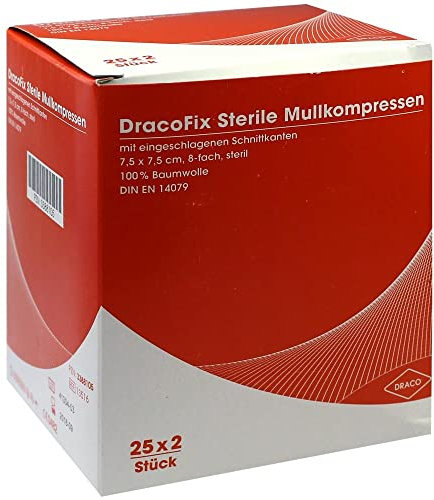 Dracofix Peel Kompressen 7,5x7,5 cm Steril 8fach