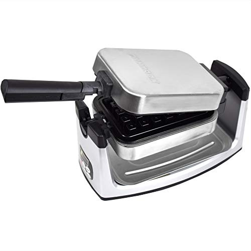 Syntrox Germany Digitales Edelstahl rotierendes Waffeleisen mit herausnehmbaren Backplatten