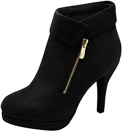 TOP Moda George-40 Ankle Wrap Boots, Black Suede, 10