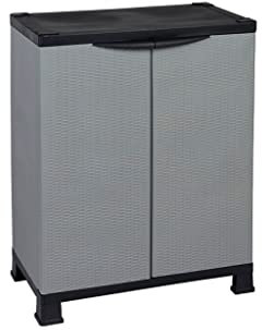 Kreher Kunststoffschrank Madera, im Rattan Design mit einem verstellbaren Einlegeboden mit 20kg Tragkraft - mittlere Version