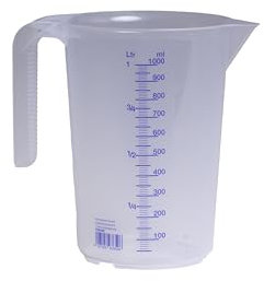 Hünersdorff Jarra graduada 1.000 ml, PP, 2 escalas Asa abierta, transparente y apilable