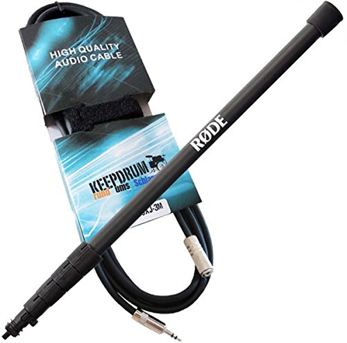 Rode BoomPole Pro - Caña de Pescar telescópica para micrófono (3 m, Cable alargador keepdrum de 3 m, 3,5 mm)