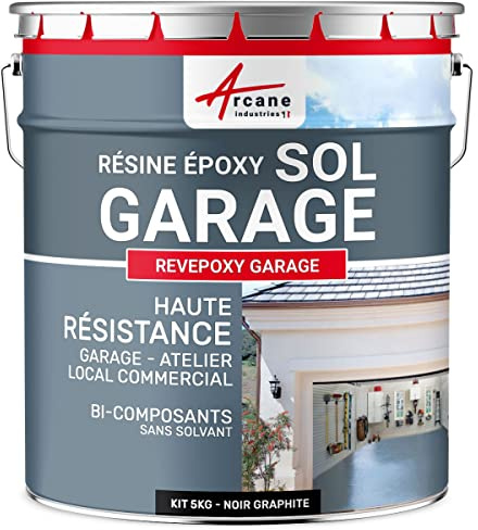 ARCANE INDUSTRIES Resina para Suelo de Garaje - Pintura epoxi para Suelo: REVEPOXY - 177 - Negro Grafito - RAL 9011