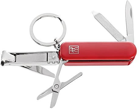 ZWILLING Multiverktyg för manikyr och pedikyr (nyckelring med nagelsax, nagelklippare och nagelfil), röd, 60 mm