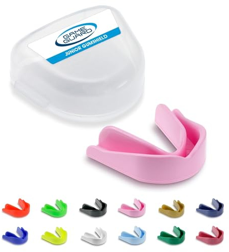 GAME GUARD Sports Mouthguard – Easy Fit Boil & Bite Gum Shield for Kids/Junior (Age 8+) – Mouth Guard for Rugby, Hockey, GAA – Ideal for Schools and Clubs (Baby Pink)