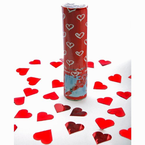2 x Konfetti Shooter 20 cm Herz Regen rot Hochzeit Konfettibombe bis zu 6 Meter hoch
