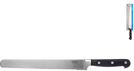 HOME Professional Couteau à Pain, Acier INOX, Noir, 24 cm