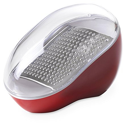 Omada Design Grattugia Formaggio Manuale con Lama in Acciaio Inox Asportabile e Coperchio Salvafreschezza, Lavabile in Lavastoviglie, Linea Trendy