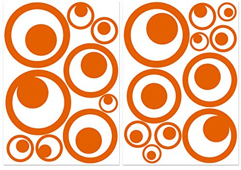 Wandkings.de Vogelschutz und Fensterschutz, 20 Retro-Kreise als Aufkleber im Set zum Schutz vor Vogelschlag, orange - erhältlich in 33 Farben