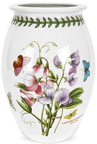 Portmeirion Home & Gifts BG75055 Vase en céramique Motif pois de senteur Blanc/vert