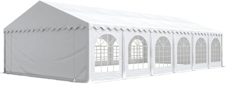 Tente Barnum de Réception 5x12 m Bâches PVC 750 N Blanc Cadre de Sol Jardin