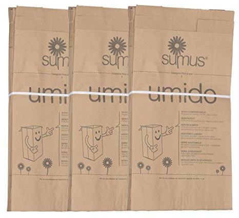 3 confezioni di Sacchetti di carta per umido e organico biodegradabili e compostabili (30 X 20) - 8 litri - 150 sacchetti Bio