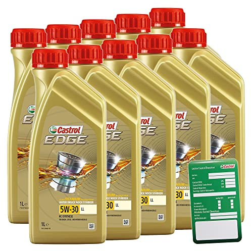 10x 1 L Liter Castrol Edge Fluid Titanium 5W-30 LL Motoröl inkl. Castrol Ölwechselanhänger