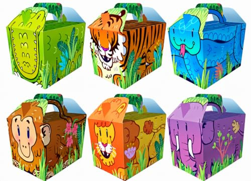 Lot de 30 boîtes alimentaires sur le thème des animaux pour pique-nique, repas d'anniversaire pour enfants (jungle)