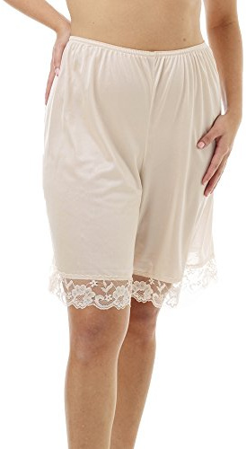 Underworks Pettipants Nylon Culotte Slip Bloomers Split Skirt 9-inch Inseam X-Large-Beige