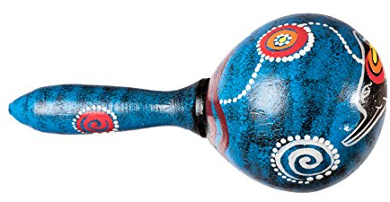 Holzrassel Holz Rassel Shaker Kinder Percussion Handrassel Delfin Blau Marakas
