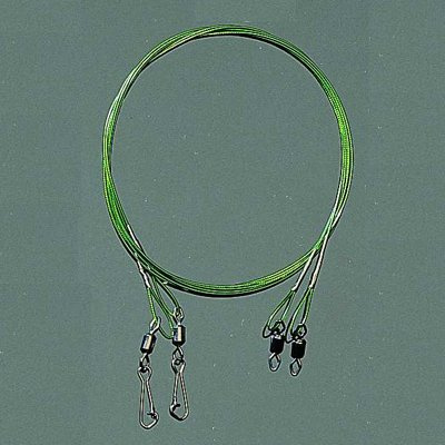 JENZI Nylonummanteltes Stahl-Vorfach 45 cm Karabiner & Sicherheitswirbel 15 kg