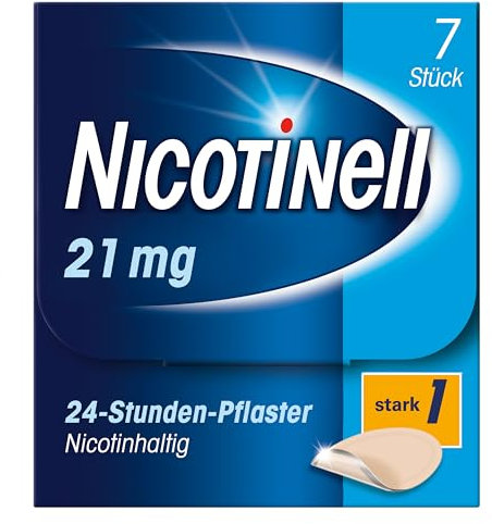 Nicotinell pflaster 21 mg / 24-Stunden-Nikotinpflaster, 7 St.: Pflasterstärke Stark. Raucherentwöhnung. Mit der Steady-Flow Technologie hilft. Nikotinpflaster. Rauchen aufhören. Nikotin aufhören