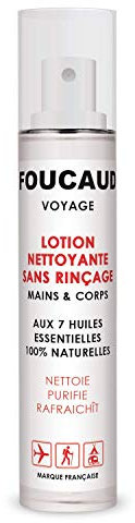 FOUCAUD FRICTION VOYAGE - Spray per Mani/Corpo 50 ml, Da Portare con Te, Formato Viaggio, Lozione Detergente, Purificante, Senza Risciacquo, Igiene, Concentrato di Oli Essenziali