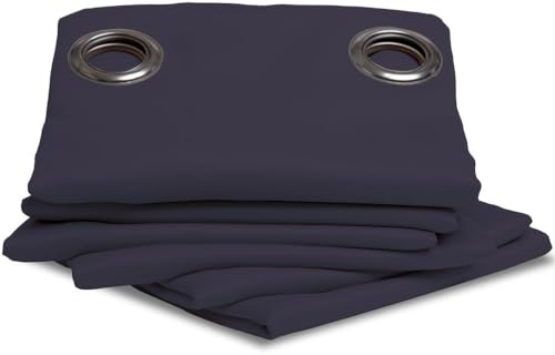 Moondream ThermActiv® Thermovorhang Winter+Sommer 2in1 | Isolierung Kälte+Hitze | Verdunkelung | Patentierte Technologie | EU Herstellung | Ösen | Blau MC412 | 140B x 260H cm