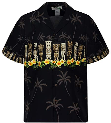 KY´s Original Chemise Hawaienne, Totem Chest Pressure, Noir, M