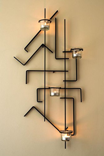 DanDiBo Wandteelichthalter MIX4 Schwarz Wandkerzenhalter Metall 73 cm Teelichthalter