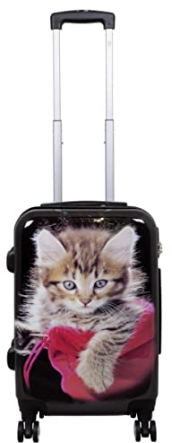 Trendyshop365 Polycarbonat Reisekoffer Trolley Hartschale - Design Katze Kätzchen Cat (Handgepäck)