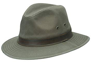 Dorfman Pacific Men's One-Piece Canvas Faux Leather-Trim Safari Hat (X-Large, Olive)