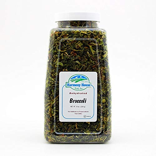 Harmony House Foods Dried Broccoli Flowerets (8 oz, Quart Size Jar) for Cooking, Camping, Emergency Supply, and More